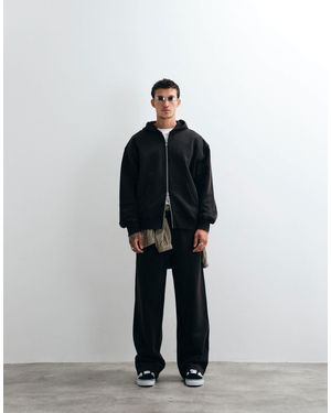 ASOS Premium Heavyweight Wide Leg Washed Sweatpants - Black