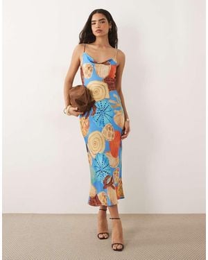 Never Fully Dressed Patti Satin Cami Bias Midi Dress - Blue