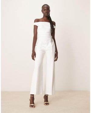 Abercrombie & Fitch Off The Shoulder Draped Jumpsuit - Natural