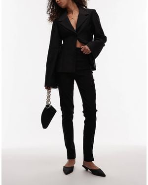 ASOS Bengaline Cigarette Trouser With Side Split Detail - Black