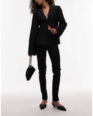 ASOS Bengaline Cigarette Trouser With Side Split Detail - Black