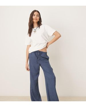 JDY Tall Pantalones Azules A Rayas De Pernera Ancha De