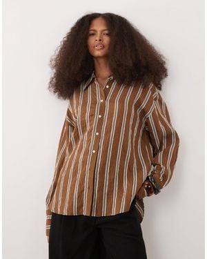 Mango Classic Oversized Shirt - Brown