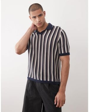 Only & Sons Relaxed Fit Split Neck Knit Polo - Blue