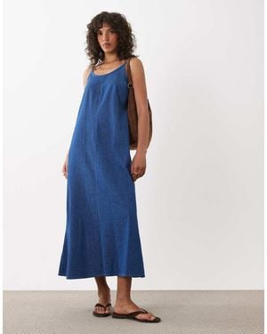 New Look Trapeze Denim Midaxi Dress - Blue