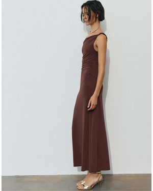 Pull&Bear – asymmetrisches midikleid - Braun