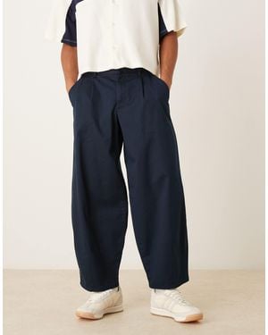 ASOS Barrel Fit Pants With Elasticated Waist - Blue