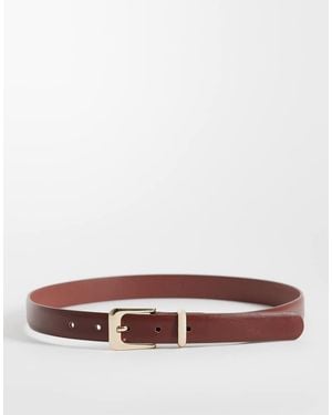 Mango Faux Leather Classic Belt - White