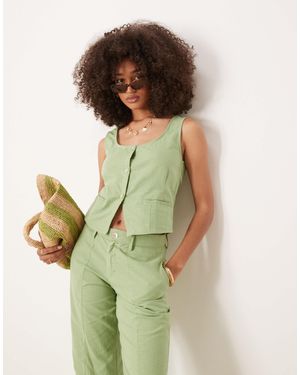 Motel Ganita Linen Top Co-Ord - Green