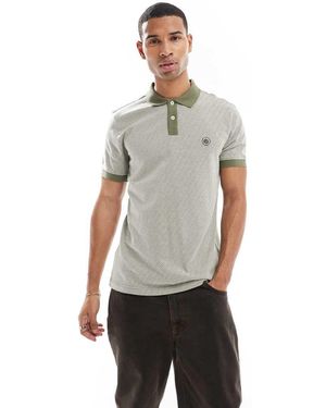 Pretty Green Polo Kaki Jacquard - Grigio