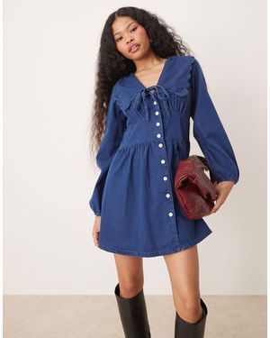 Nobody's Child Petite – birdie – minikleid aus denim - Blau