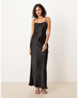 ASOS Satin Cami Maxi Dress With Seamed Bust Detail - Natural