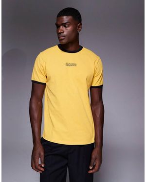 ASOS Heavyweight Ringer T-shirt With Text Graphic - Yellow