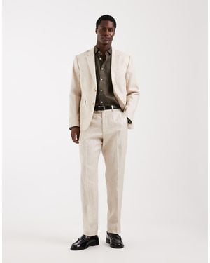 Abercrombie & Fitch Linen Collins Slim Suit Trousers Co-ord - Natural