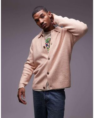 TOPMAN Cárdigan Abotonado De Punto De -Amarillo - Rosa