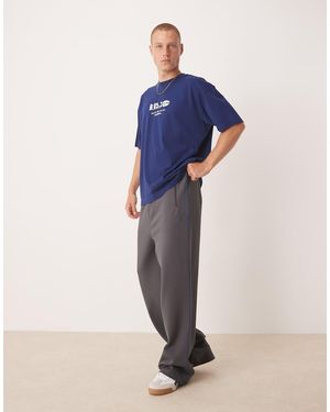 ASOS Wide Leg Joggers With Side Taping - Blue