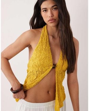 Gina Tricot Lace Halterneck Top - Orange