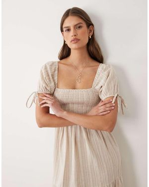 Wednesday's Girl Wednesdays Girl Tiered Shirred Detail Smock Midaxi Dress - Natural