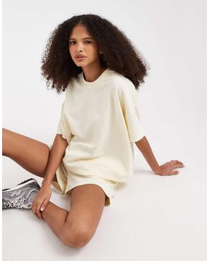 Pieces Boxy Sweat T-shirt Co-ord - Natural