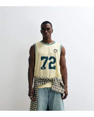 River Island Camiseta Amarilla Sin Mangas Con Estampado Gráfico "72" De Malla - Verde