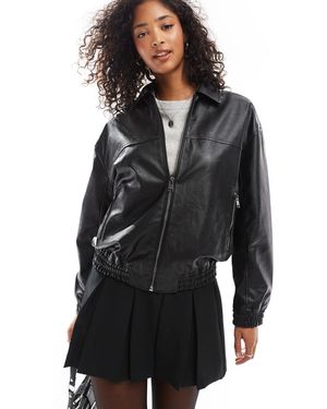 Pull&Bear Faux Leather Dad Jacket - Black