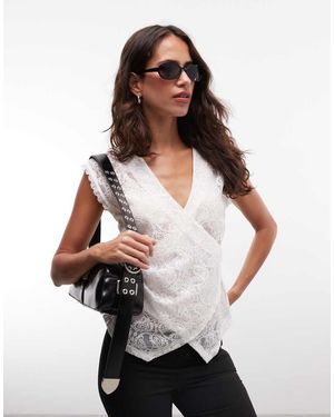 AllSaints Mouwloze Kanten Overslagtop - Wit