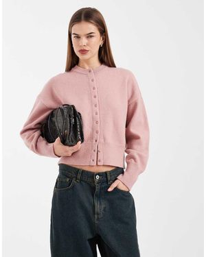 Daisy Street Fitted Waist Cardigan - Pink
