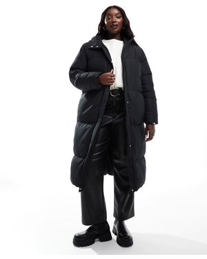 Threadbare Plus Maxi Puffer Coat With Hood - Black