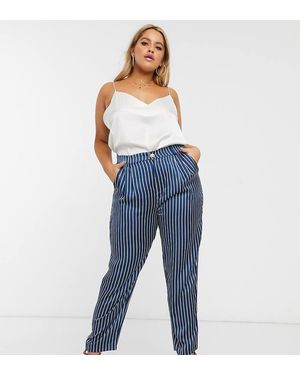 In The Style Plus In The Style X Laura Jade Plus Satin Stripe Trouser - Blue