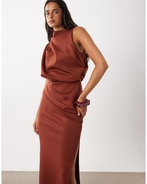 ASOS Draped Structured Midi Dress With Split