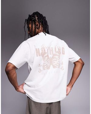 Good For Nothing Back Print T-Shirt With Butterfly Print - White
