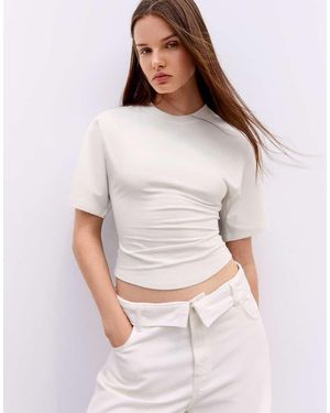 Bershka Short-sleeved Corset T-shirt - White