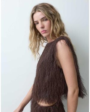 ASOS Top Senza Maniche Morbido Color Cioccolato - Marrone