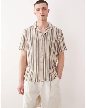 Only & Sons Textured Revere Collar Shirt - Brown