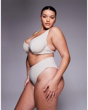 ASOS Asos Design Curve Winter Crinkle Azores High Leg High Waist Bikini Bottoms - Gray