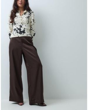 Gina Tricot Moa Glow Straight Satin Trousers - Grey
