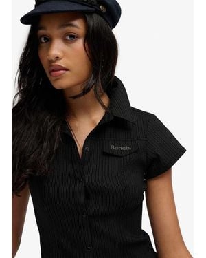 Bench x Superdry & Co Fitted Stripe Short Sleeve Shirt - Black