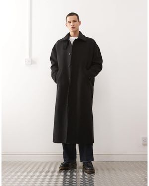 Weekday Premium Funnel Neck Wool Look Coat - Black