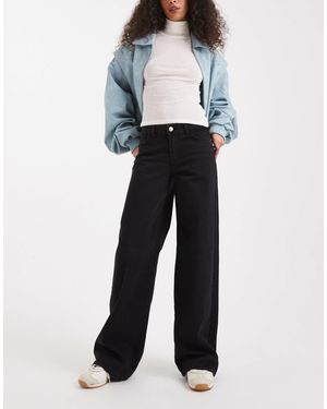Pieces Selma Wide Leg Mid Rise Jean - Blue