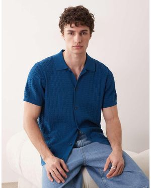 South Beach Button-down Knit Shirt - Blue