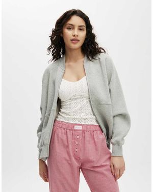 Cotton On Zip Through Fleece Bomber - Grey