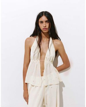 Pull&Bear – neckholder-oberteil - Weiß