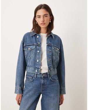 Calvin Klein Cropped Denim Trucker Jacket - Blue