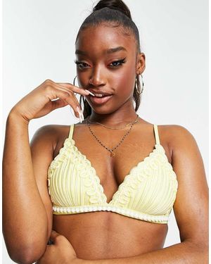 River Island Top Bikini A Triangolo Preformato - Giallo