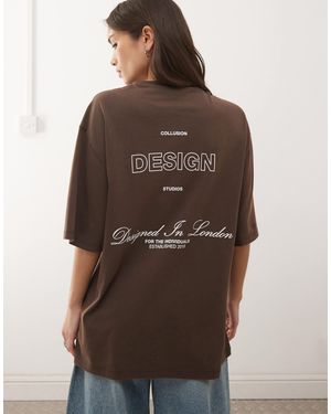 Collusion Acid Wash Logo Tee - Brown