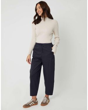 Threadbare Curved Seam Barrel Leg Trousers - Blue