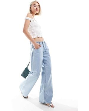 Motel Roomy Wide Leg Low Rise Jeans - Blue