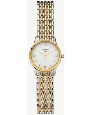 D.Louise Classic Link Round Bi-Metal Watch - Metallic