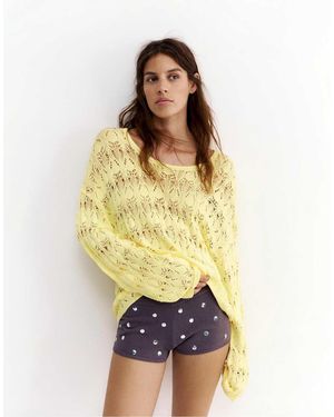 Pull&Bear Fluid Cutwork Knit Jumper - Yellow