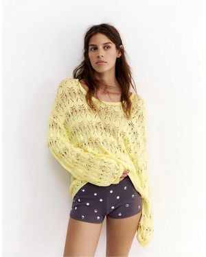 Pull&Bear Maglione Traforato Fluido - Giallo